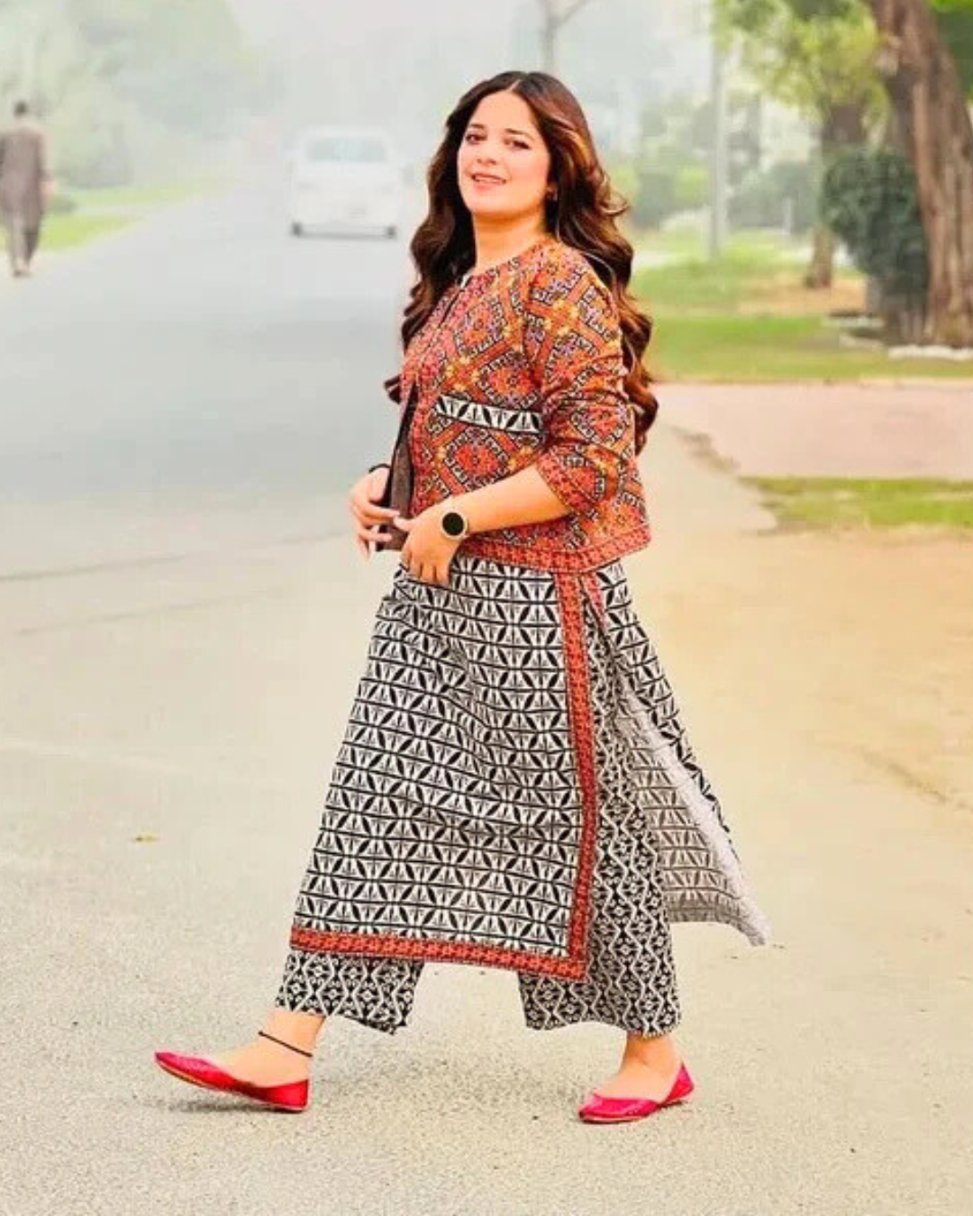 Ajrak Koti digital printed 3 piece EID SALE 50% OFF