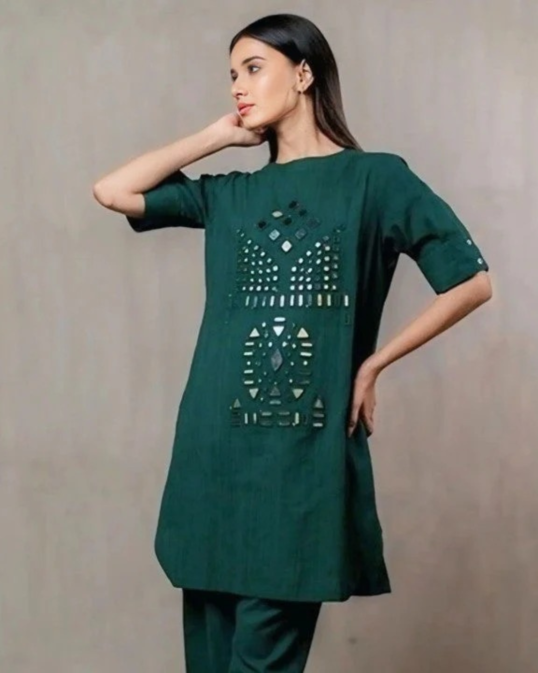 Green Khumar stiched ( 2 piece)