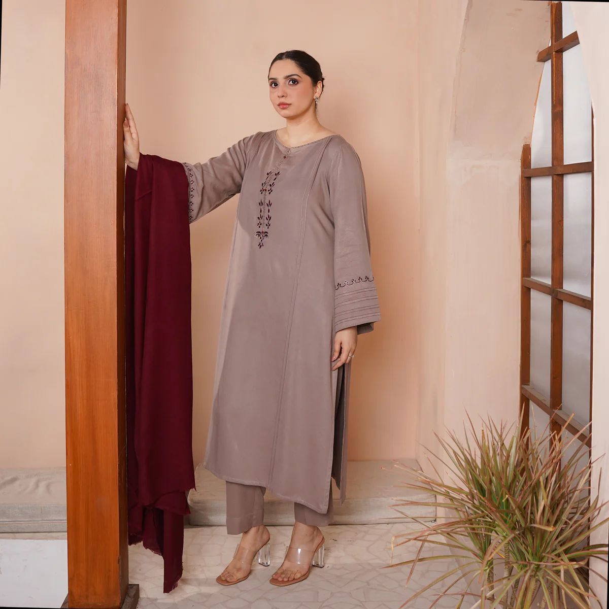 Ashu 3 Piece Embroided With Dupatta Winter Luxury Fabrics For Summer