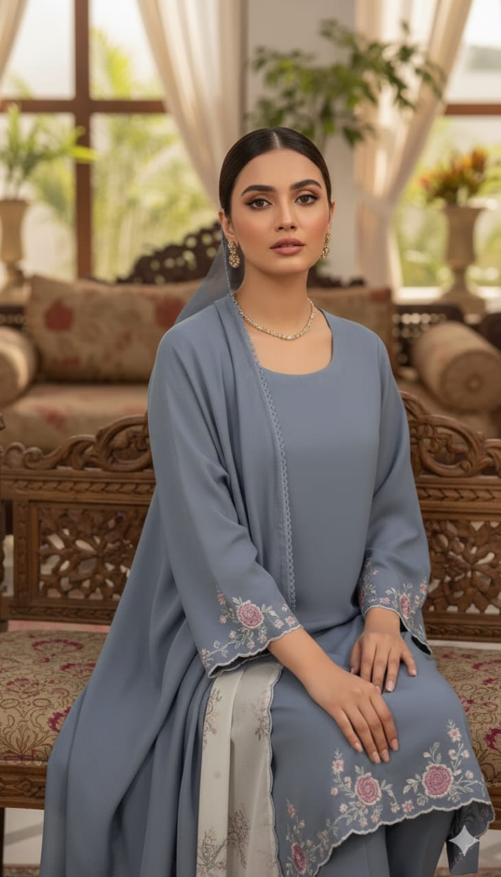 Alishba 3 piece Embroided Dress Summer Sale