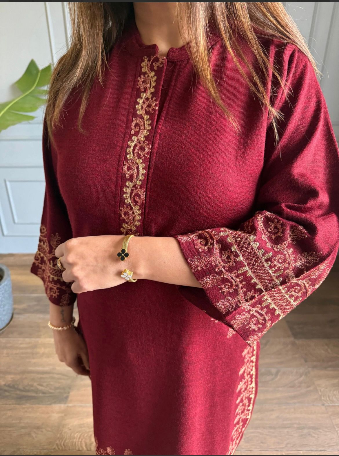 Zeenat -2 Piece With Side Pockets Embroided Premium Winter Fabric